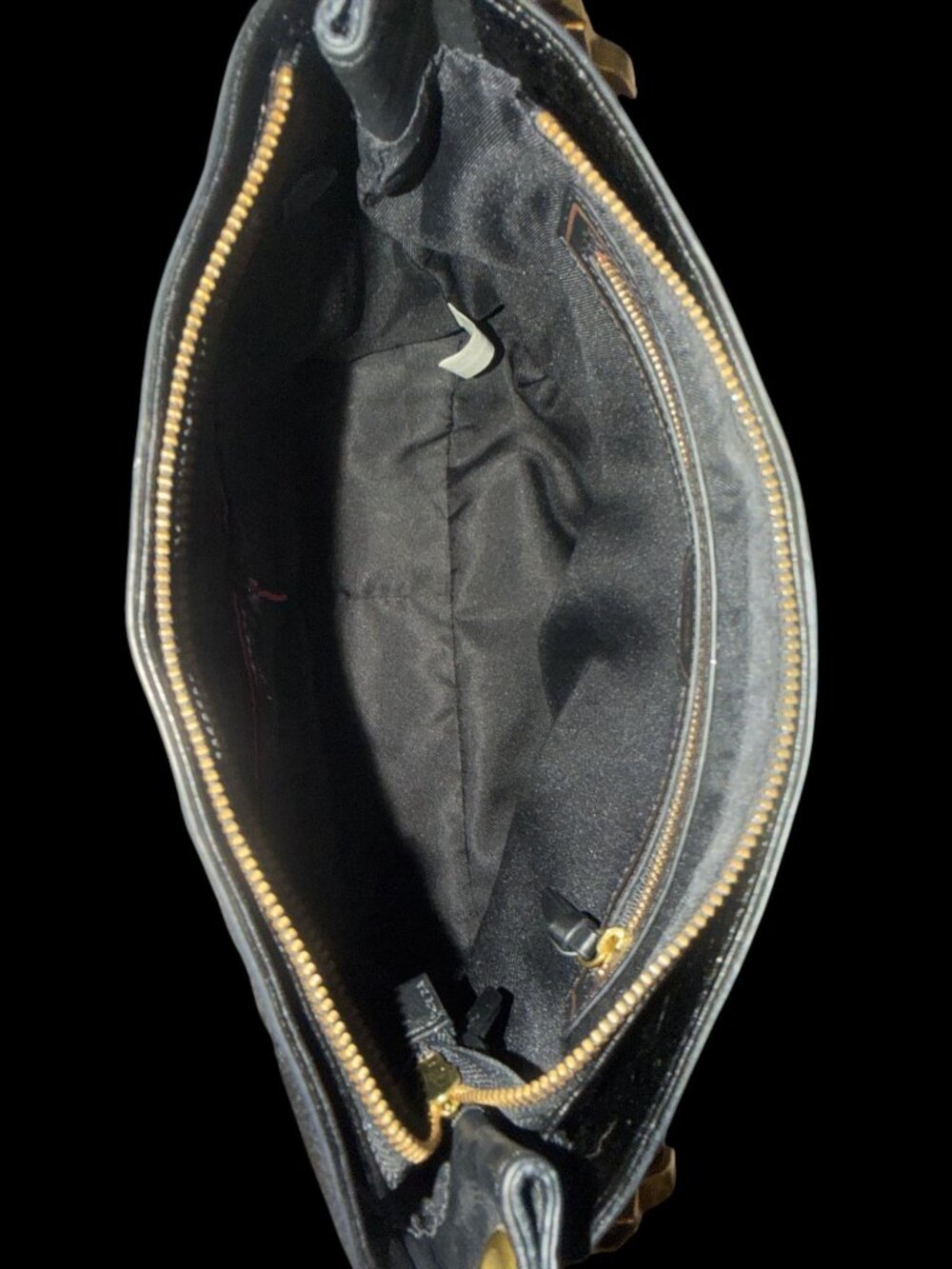 The Sak Collective Estrada Demi Bag Black Leather Brass Whipstitch Shoulder Hobo - Picture 8 of 10